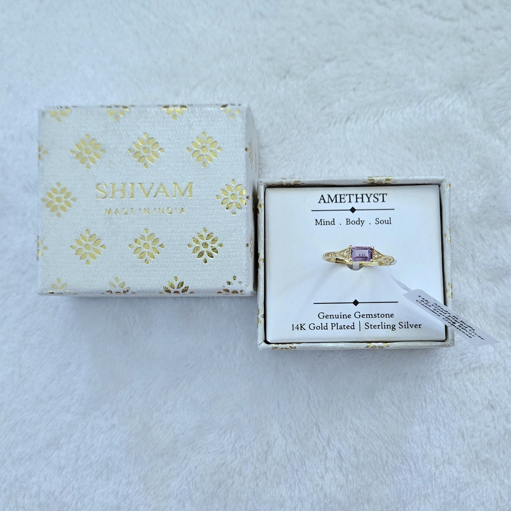 Shivam Amethyst💜 with White Topaz Ring💍 - NIB - Picture 2 of 16